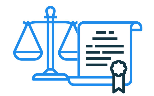 ilustración de la balanza de la ley y el documento legal